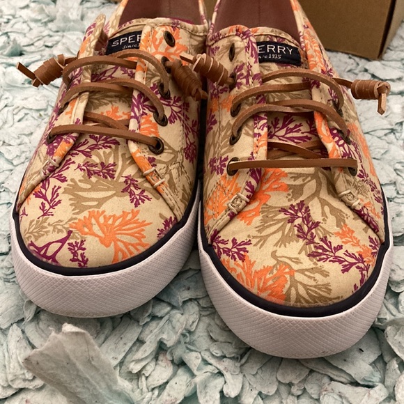 Sperry Top-Siders Boat Shoes With Coral like Print Sz 9.5M - Picture 4 of 11